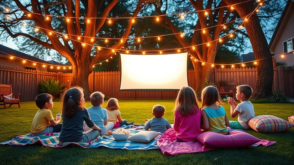 backyard camping movie night