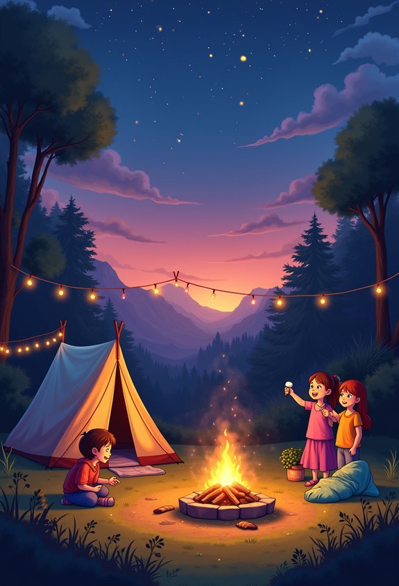 backyard camping under stars