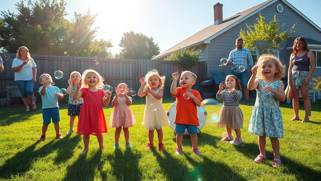 bubble blowing backyard fun