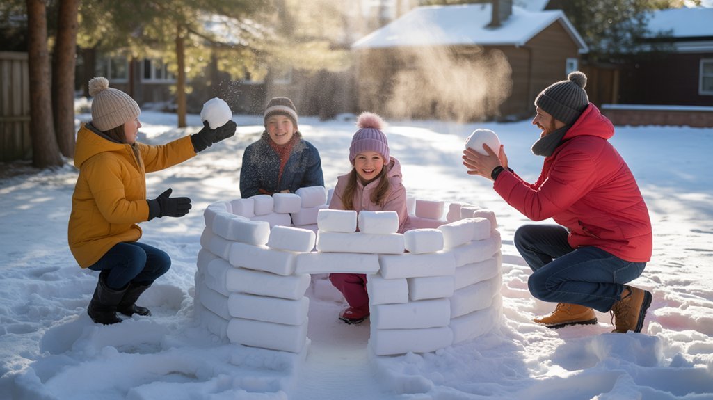 build snow fort together