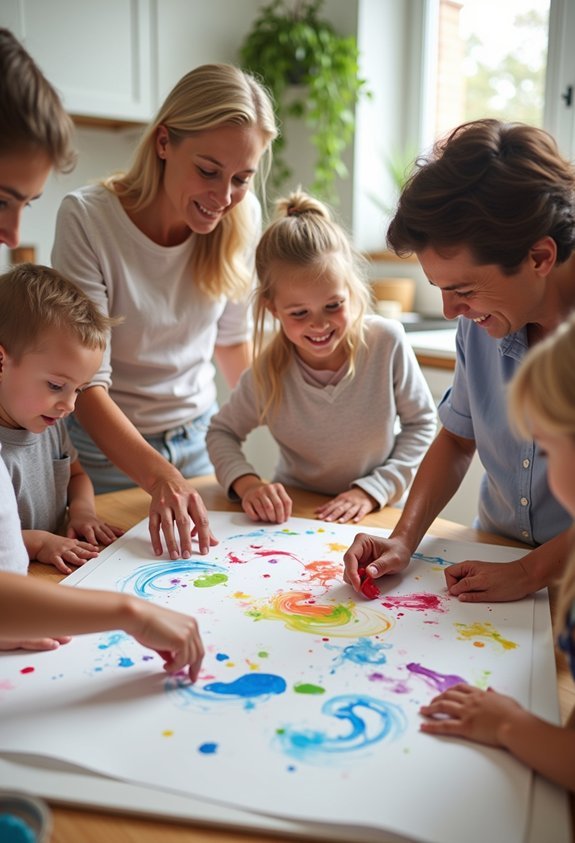 collaborative family canvas painting