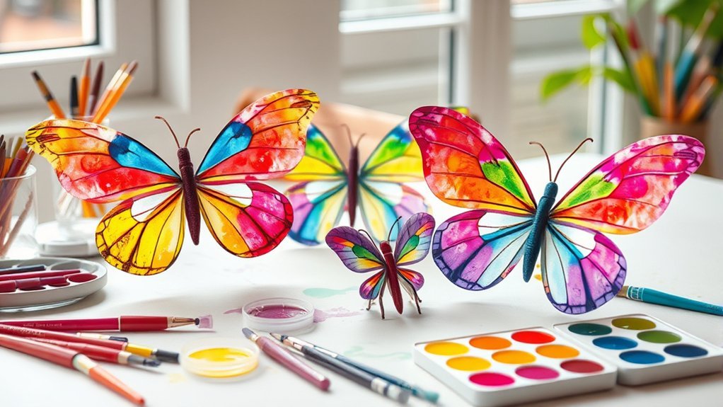 colorful coffee filter butterflies