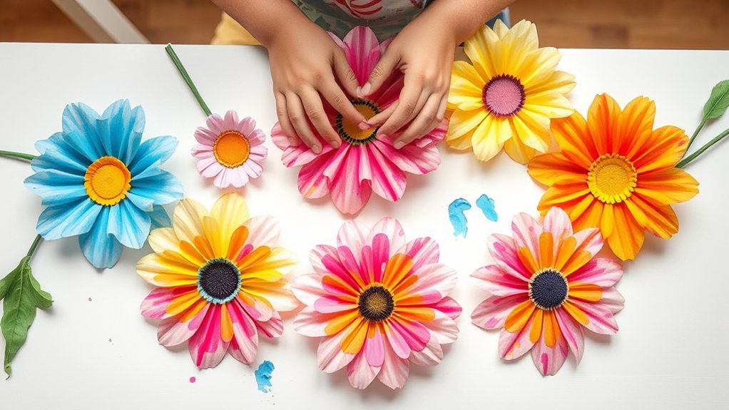 colorful coffee filter flowers