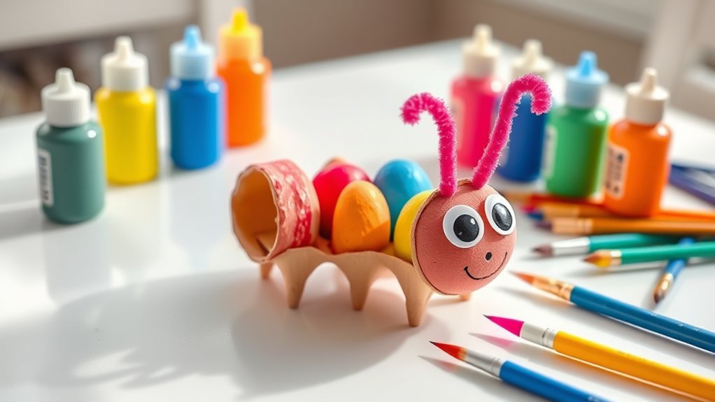 colorful egg carton caterpillars
