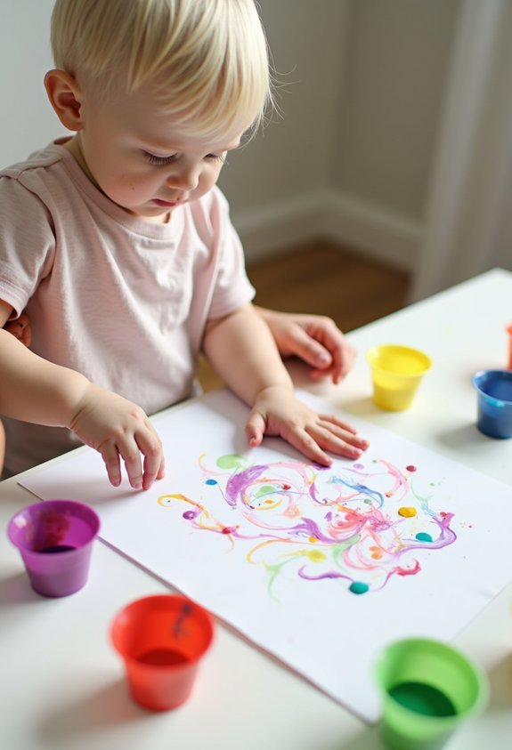 colorful finger paint exploration