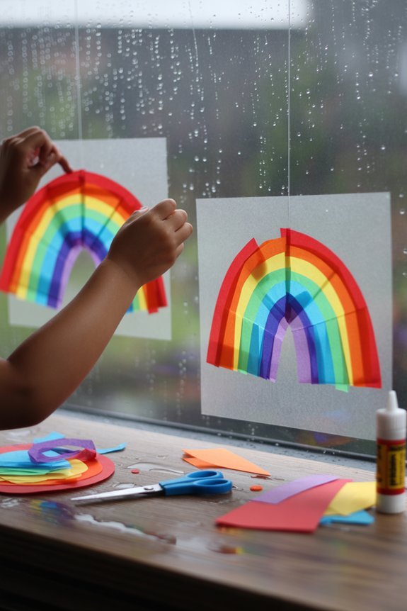 colorful tissue paper suncatchers