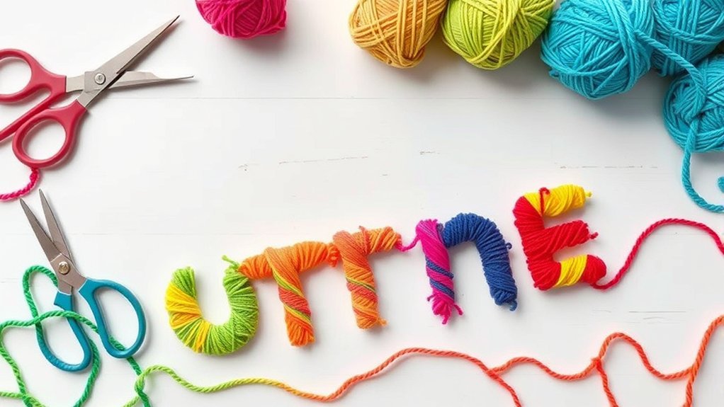 colorful yarn wrapped letters