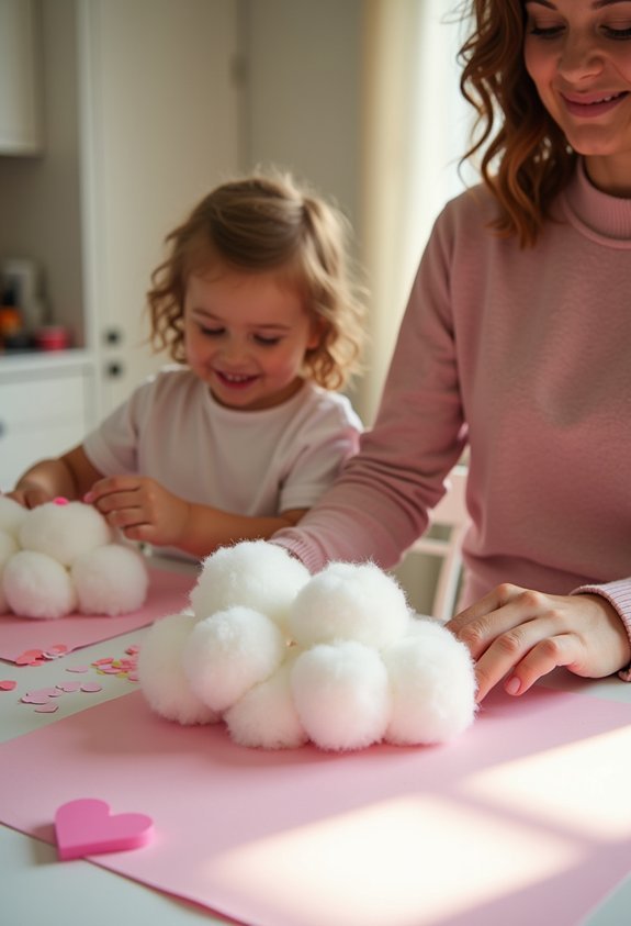 cotton ball heart craft