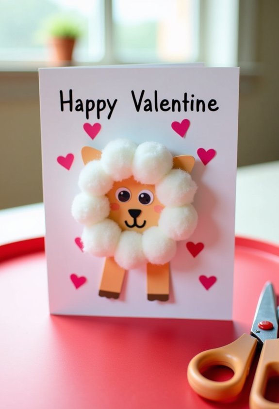 cotton ball sheep valentines