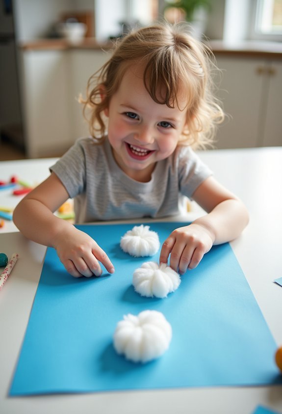 cotton ball snowman craft