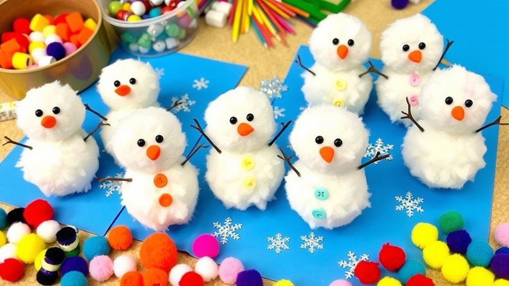 cotton ball snowman creations