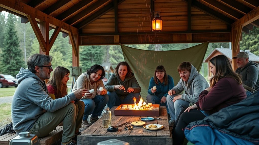 cozy camping under shelter