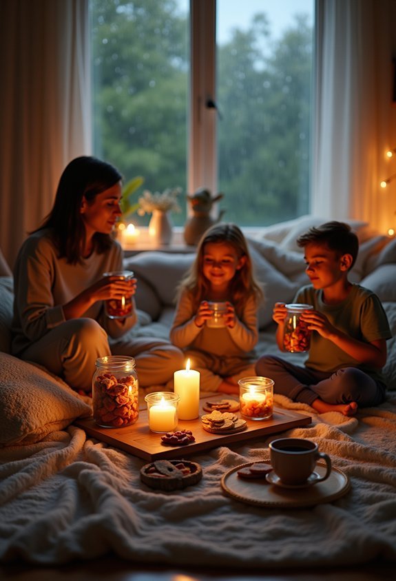 cozy indoor picnic night