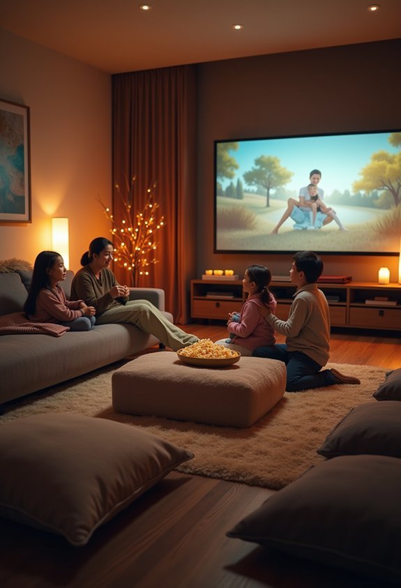 cozy movie night setup