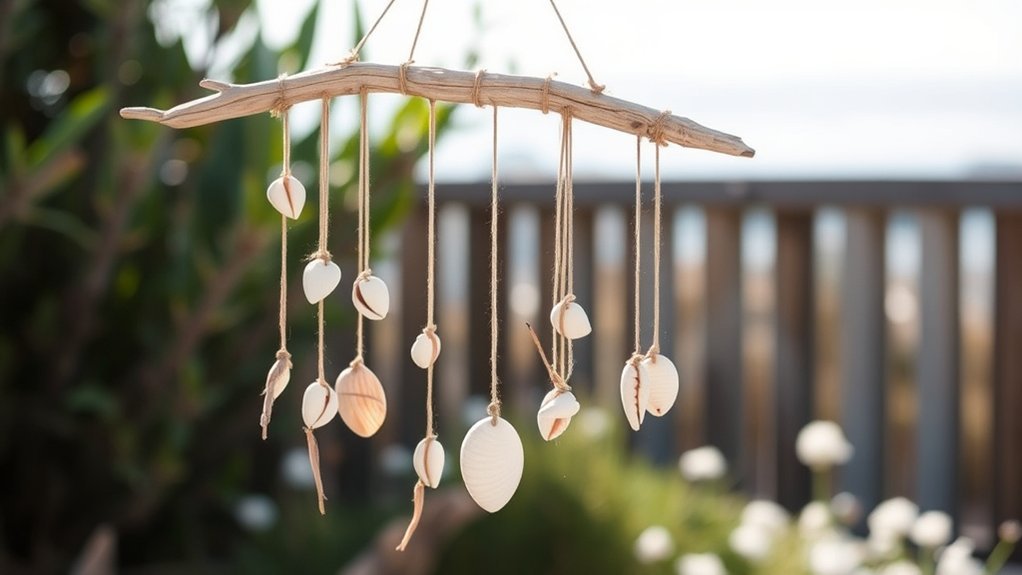 driftwood shell mobile art