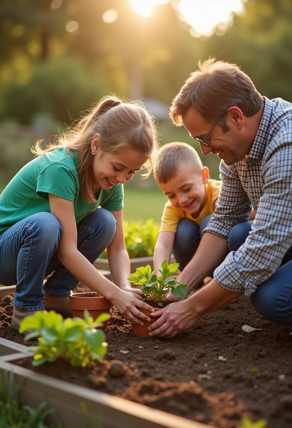 family teamwork through gardening