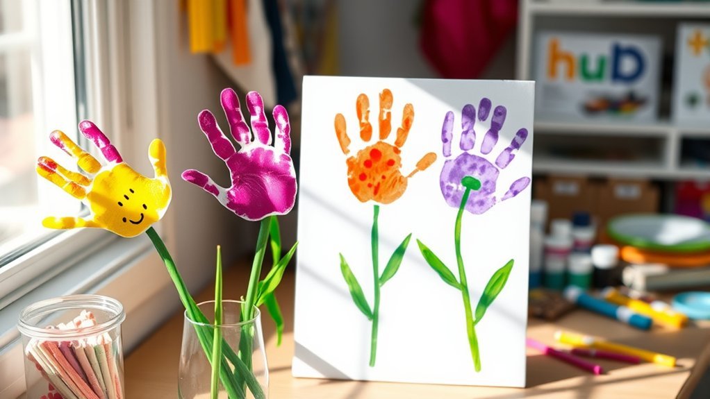 handprint flower bouquet art