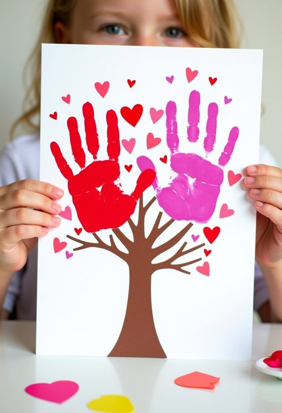 handprint heart tree cards