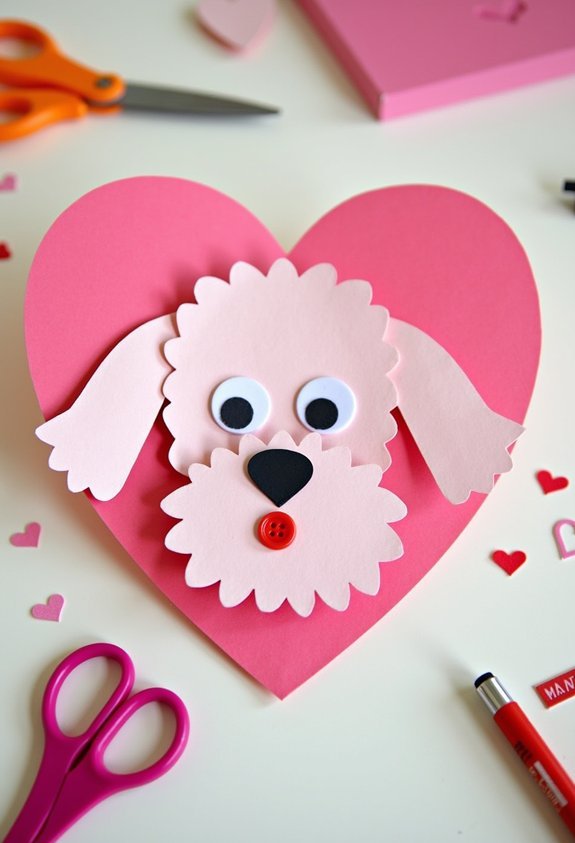 heart animal card crafts