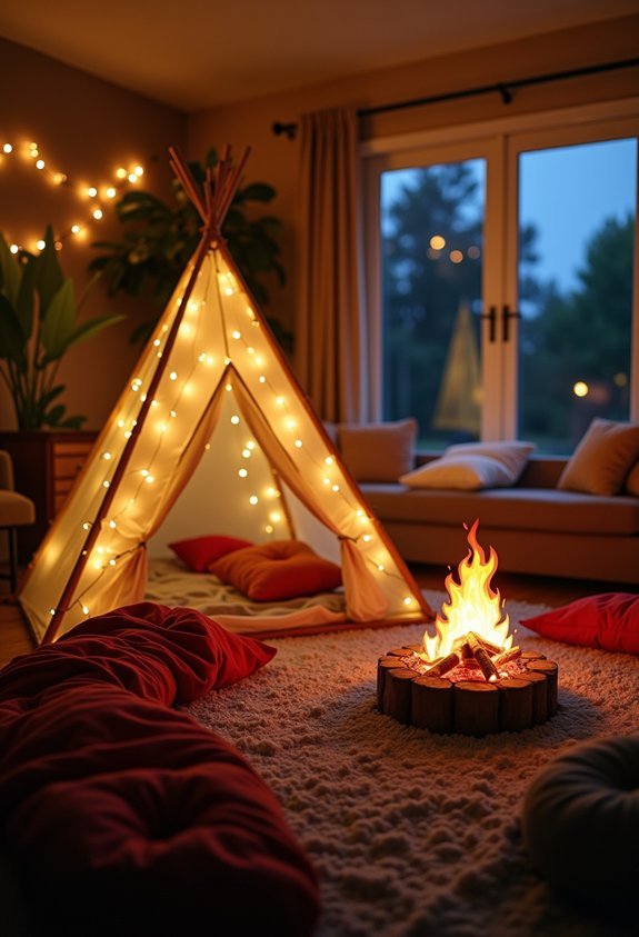 indoor camping adventure setup