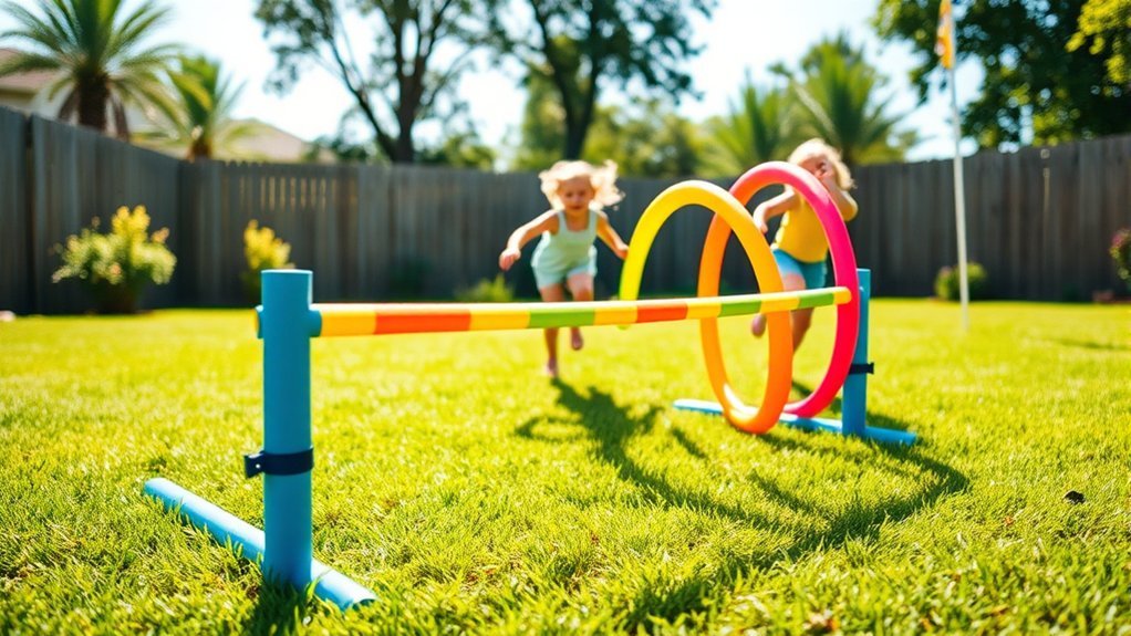 jumping course with noodles