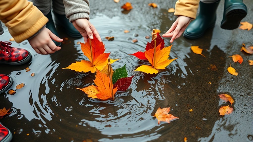 leaf boat racing fun