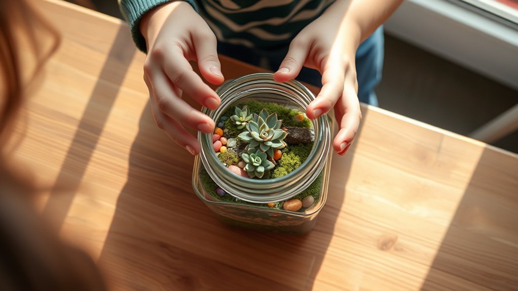 mason jar miniature ecosystems