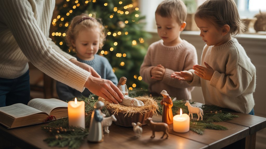 nativity setup with prayer