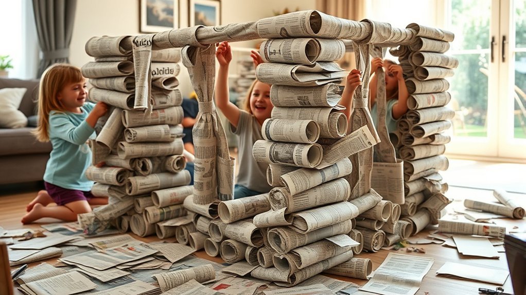 newspaper fort building activity