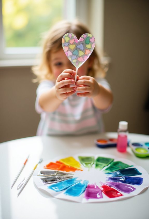 painted heart sun catchers