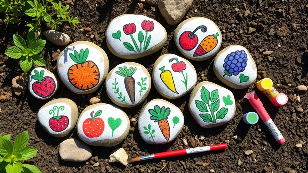 painted rock garden markers