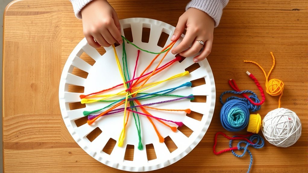 paper plate yarn weaving