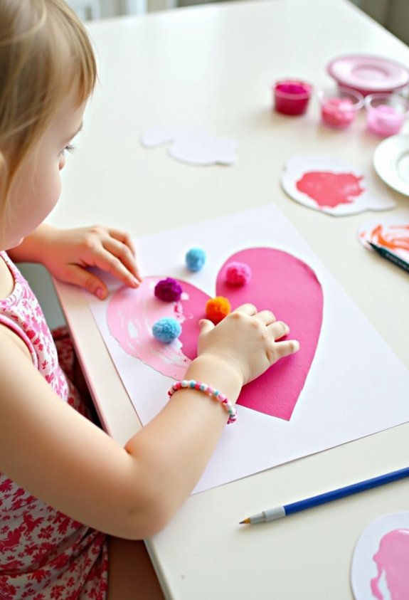pom pom heart stamping activity