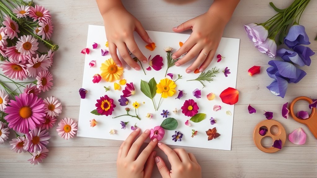 pressed flower nature collage
