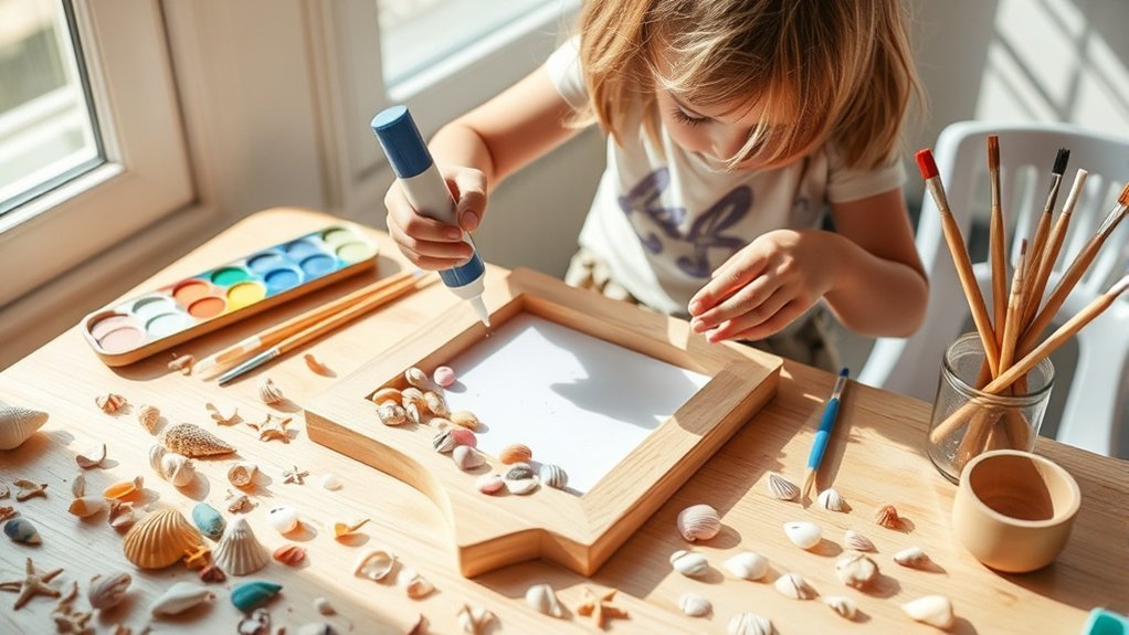 seashell decorated picture frame