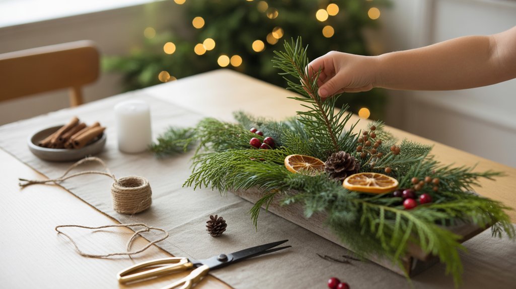 simple evergreen centerpiece craft