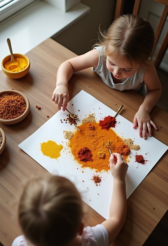 spice painting and pasta sculptures