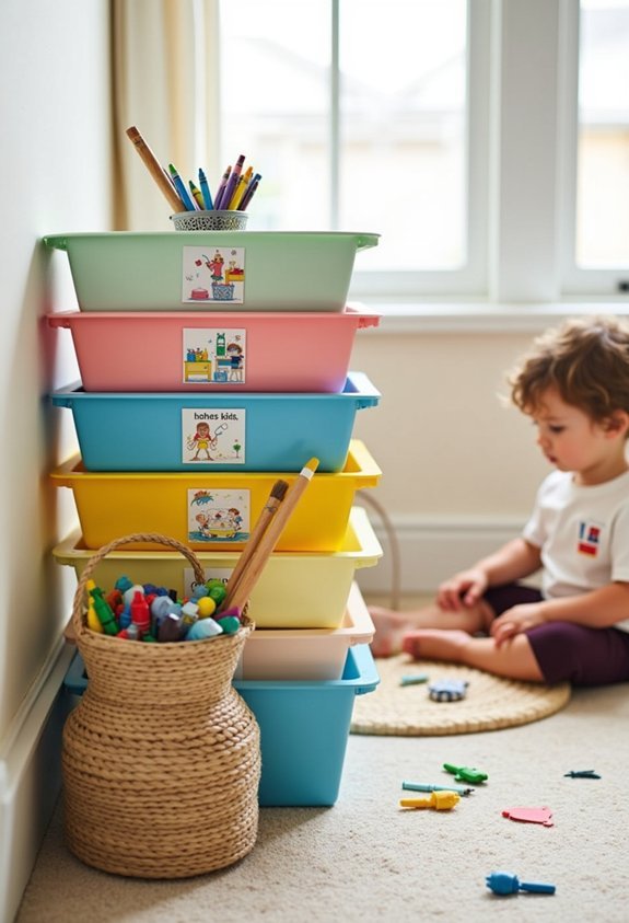 toddler storage with labels