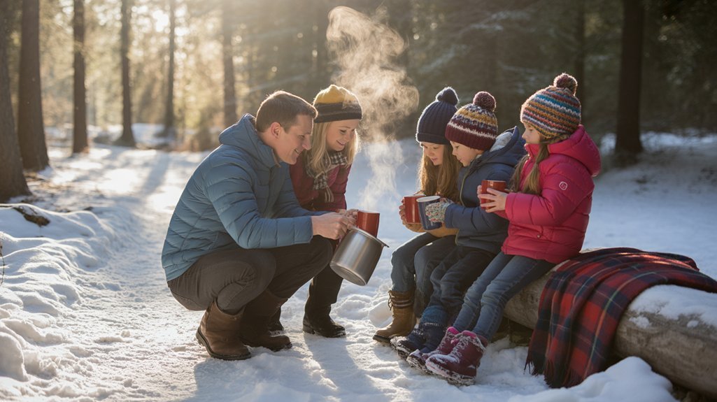 winter hike with cocoa