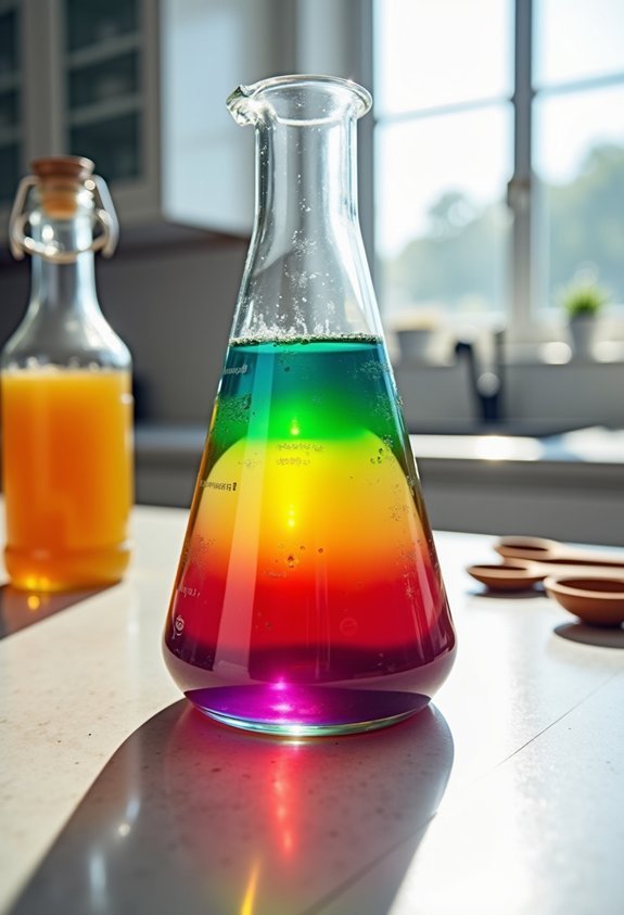 layered colored liquid experiment