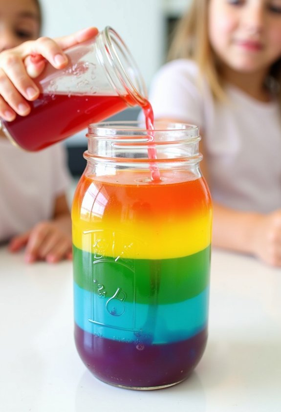 layered rainbow liquid experiment