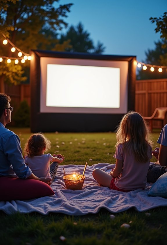 outdoor movie night setup