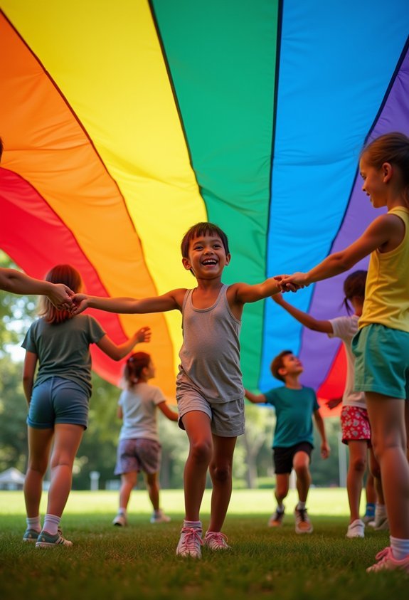 parachute teamwork and fun