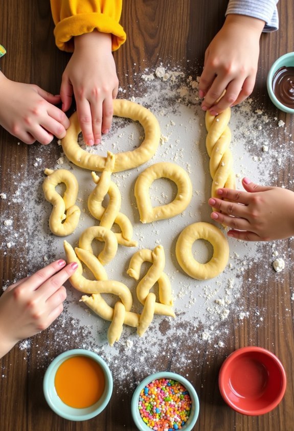pretzel twisting and dipping