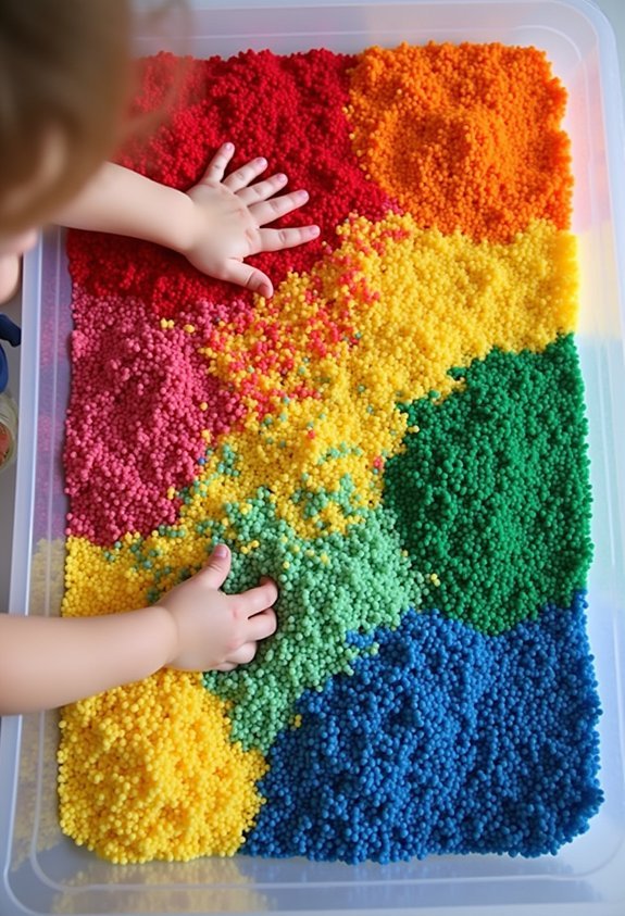 rainbow rice sensory exploration