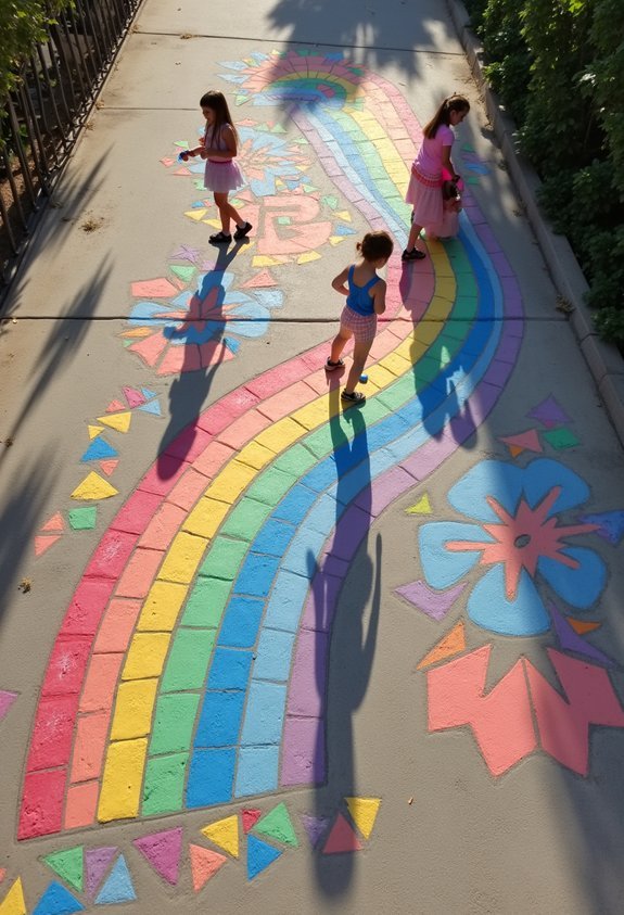 sidewalk chalk mosaic creation