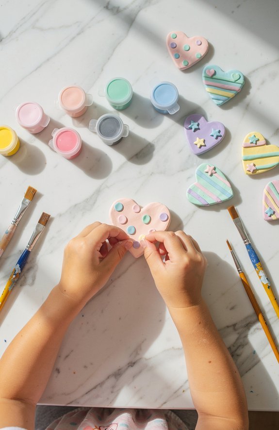 air dry clay heart magnets