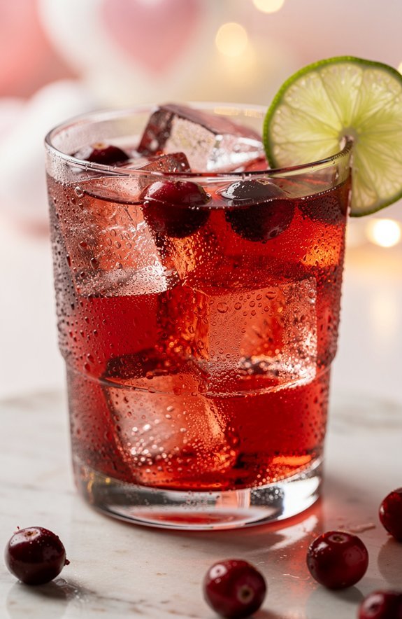 bubbly cranberry valentine mocktail