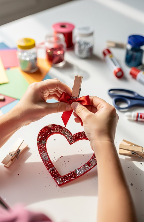 clothespins form sunburst heart