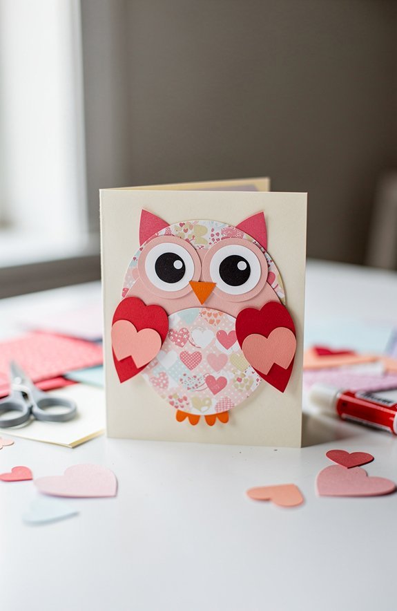 colorful cut paper owl card